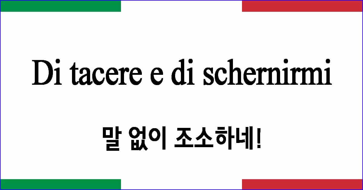 Di tacere e di schernirmi "말 없이 조소하네!"