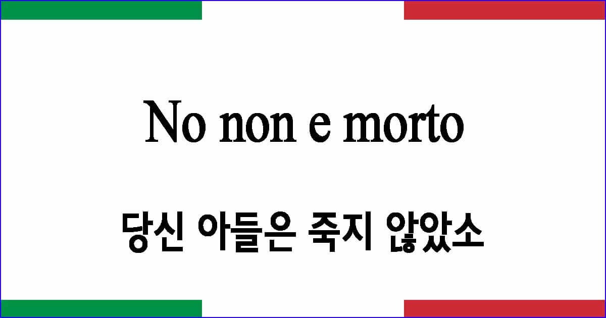 No non è morto il figlio tuo 아니 당신 아들은 죽지 않았소 이탈리아 가곡 발음 가사와 해석