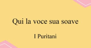 Qui la voce sua soave 벨리니 오페라 I Puritani 발음 가사와 해석