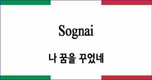 Sognai 나 꿈을 꾸었네