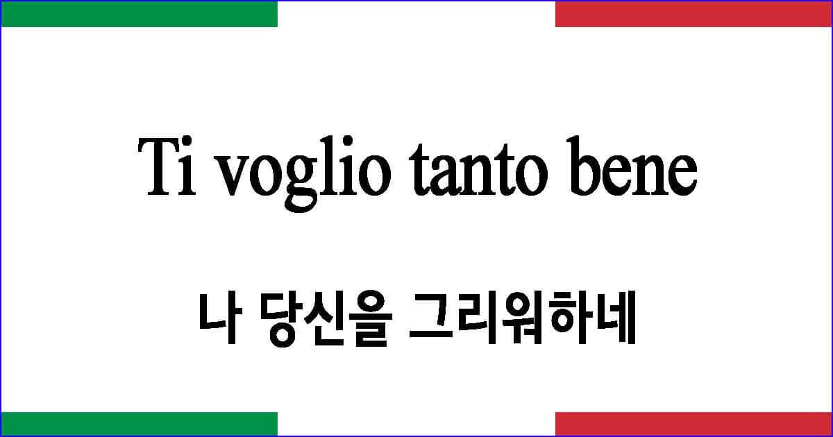 Ti voglio tanto bene 나 당신을 그리워하네 이탈리아 가곡 발음 가사와 해석